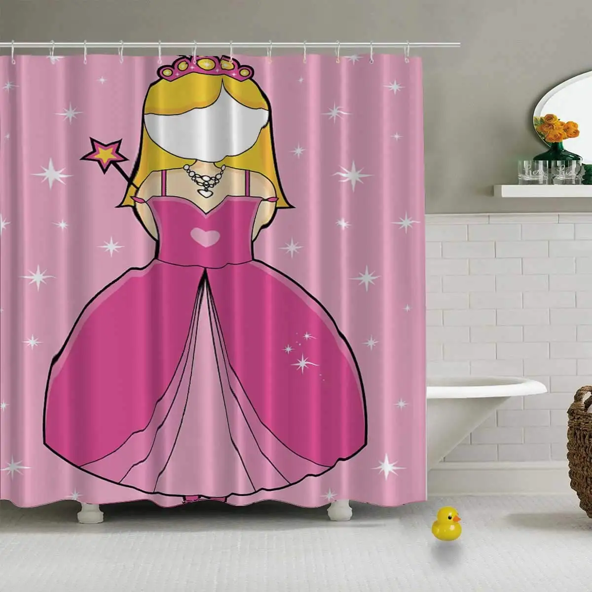 

Cute Princess Blonde Photoframe Shower Curtain peva Shower Curtain,101509,79''Long x 71''Wide