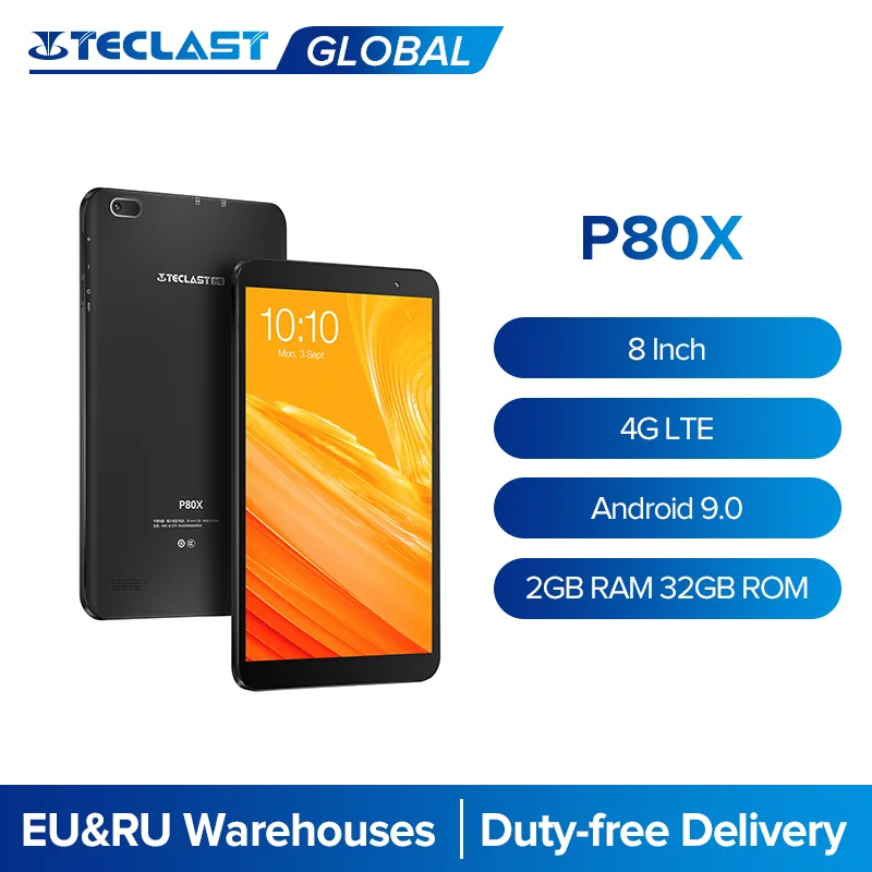 Teclast P80X de la tableta de 8 pulgadas 4G LTE Phablet Octa Core SC9863A Android 9,0x1280x800 IPS 2GB RAM 32GB ROM Tablet PC cámaras duales GPS