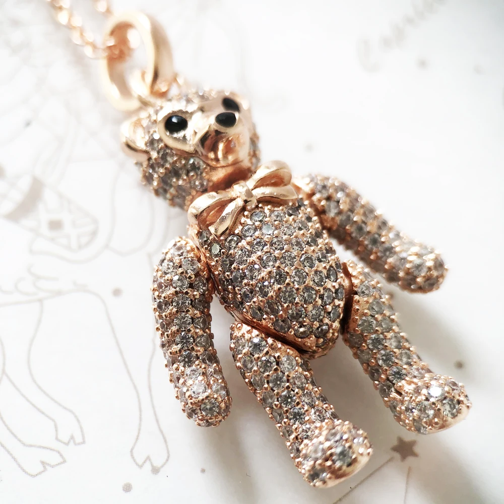 Vintage Gold Puffy Bear Charm Pendant Necklace – Boylerpf