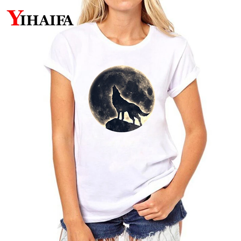 

Women T-shirt 3D Print Galaxy Wolf Graphic Tee Ulzzang Lady Summer White T Shirts Short Sleeve Tops Woman Clothes