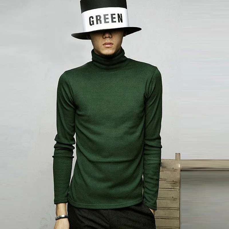 Army Green Красивые Зимние мужские свитера с высоким воротом, белые пуловеры, свитер для мужчин, хлопковая трикотажная одежда, мужские свитера, мужские свитера, XXXL 51 - Цвет: Army Green