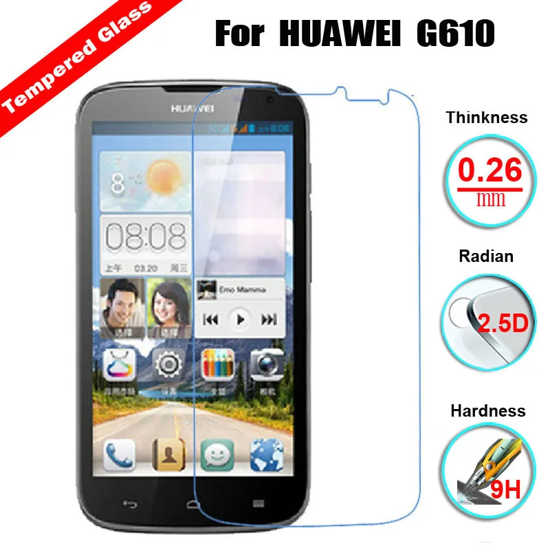 Ультратонкое закаленное стекло 2.5D 9H премиум-класса для Huawei Ascend G610 C8815 G620S G630 G6 G730 G7