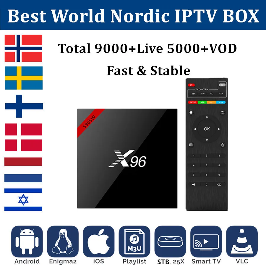 X96W IP tv box Android 7,1+ скандинавский IPTV подписка 8000+ Live IP tv Европа Швеция Израиль Финляндия голландский IP tv m3u mag smart tv box