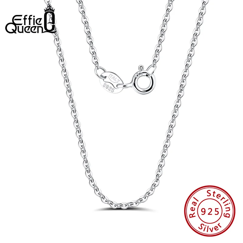 

Effie Queen 100% 925 Silver Italian Cable Chain Necklace 40/45/50/55cm Long Necklace for Pendant Jewelry Gift Wholesale SC06-1