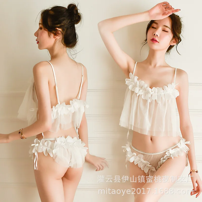 

Summer Women Sexy Pajamas Thin Section Transparent Princess Home Backless 2 Piece Set Pajamas for Female Sleepwear Sexy Lingerie