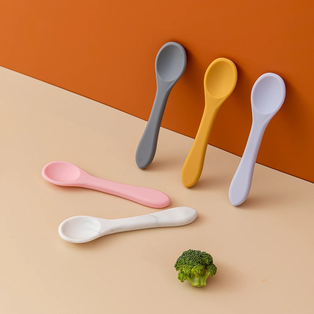 

1pcs Baby Silicone Fork Silicone Baby Feeding Spoon Organic Soft Tip Spoon BPA Free Food Grade Silicone Spoon Toddlers Gifts