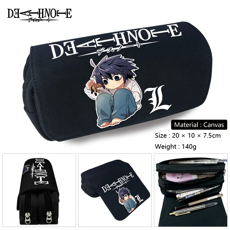 

Anime Death Note Canvas Double Layer Large Capacity Pencil Case Pencil Box School Office Pen Bag