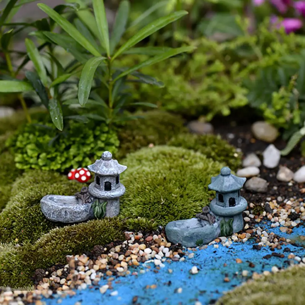 Pool Tower House Resin Figurine Micro Landscape Home Decor Miniature Fairy Garden Ornaments Decoration Accessories Figure