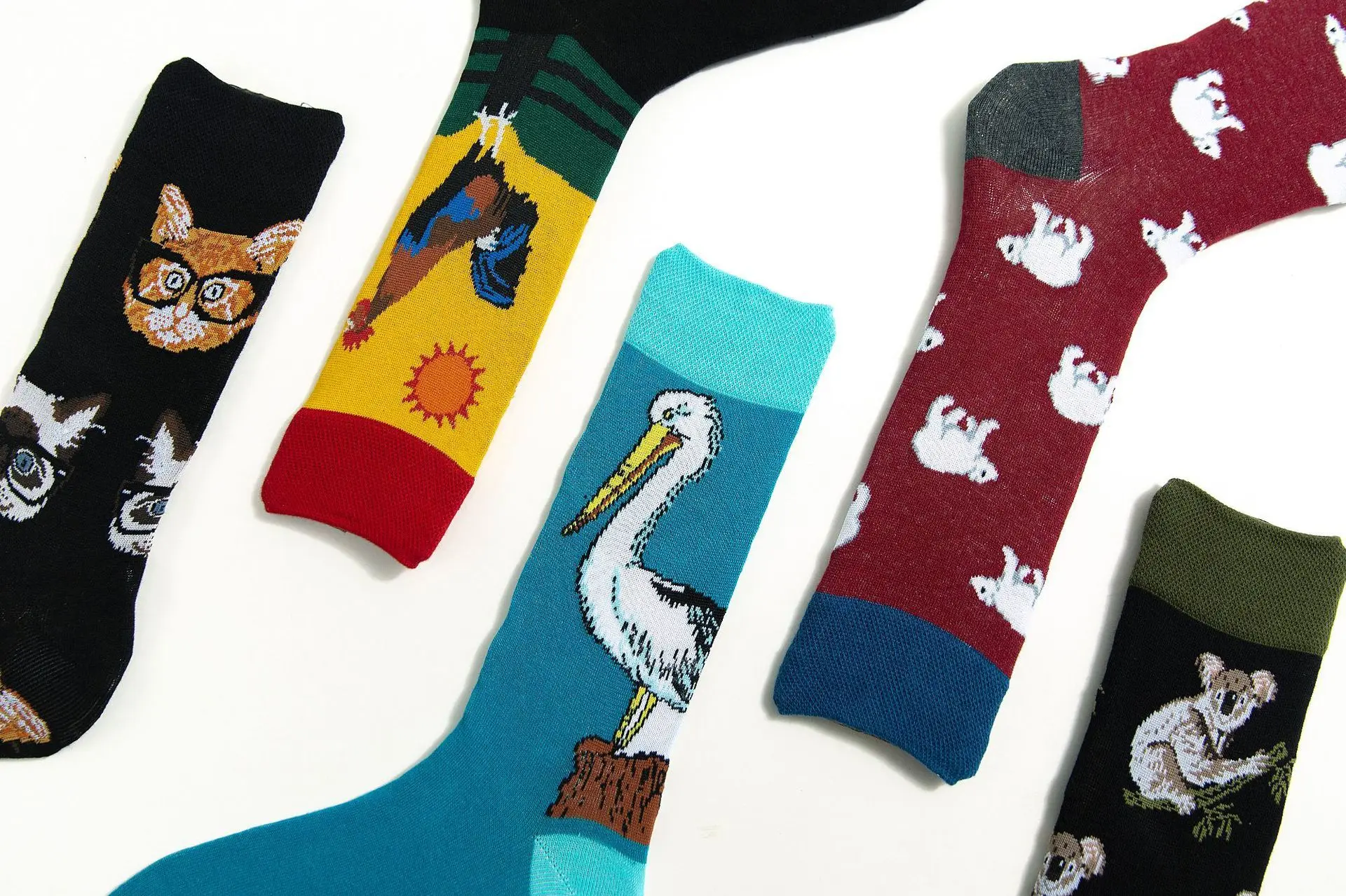 SP&CITY 5 Pairs Harajuku Women Cartoon Animal Patterned Cotton Socks Bird Chicken Funny Print Female Socks Casual High Sox