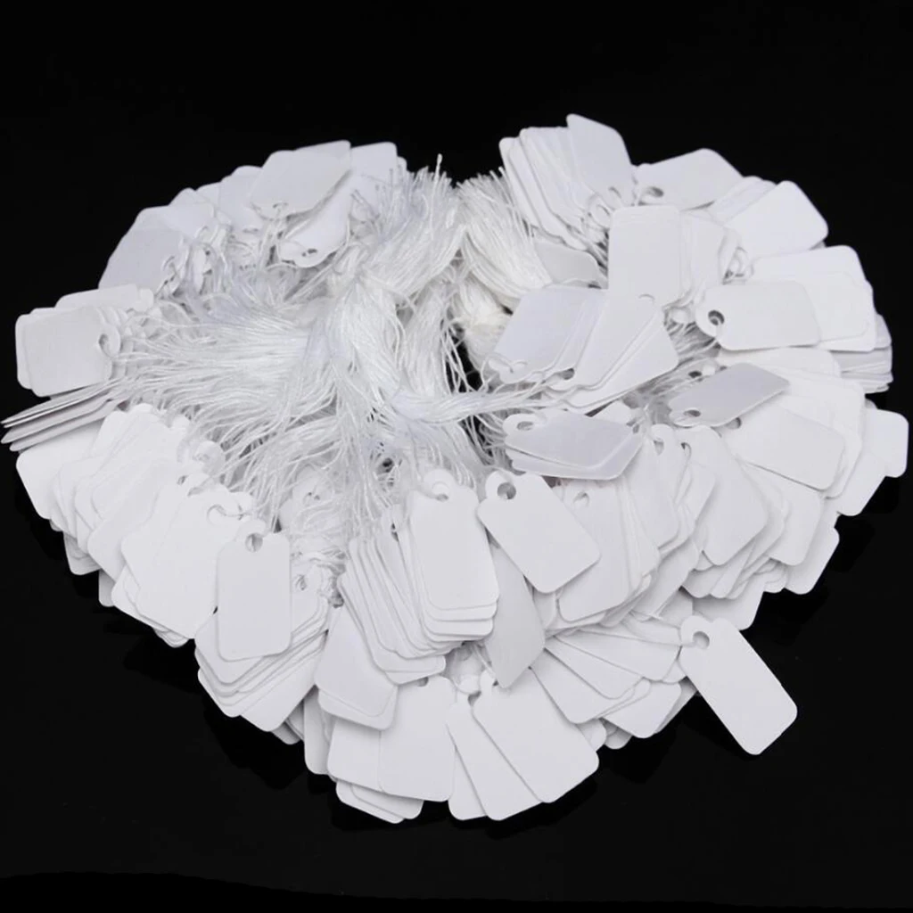 Pack of 100pcs White Blank Marking Tag Price Labels Display Tags with Wire Ties - 23 x 13 mm 0.9 x 0.5 inch