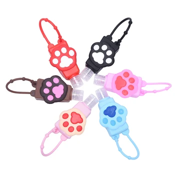 

Cat's paw shape Silicone Hand Sanitizer Holder Travel Portable Safe Gel Holder Hangable Liquid Soap Dispenser Containers