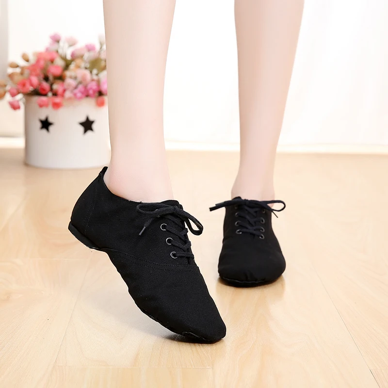 Women Dance Jazz Shoes Soft Comfortable Sport Black Sneakers Ballet Shoes 