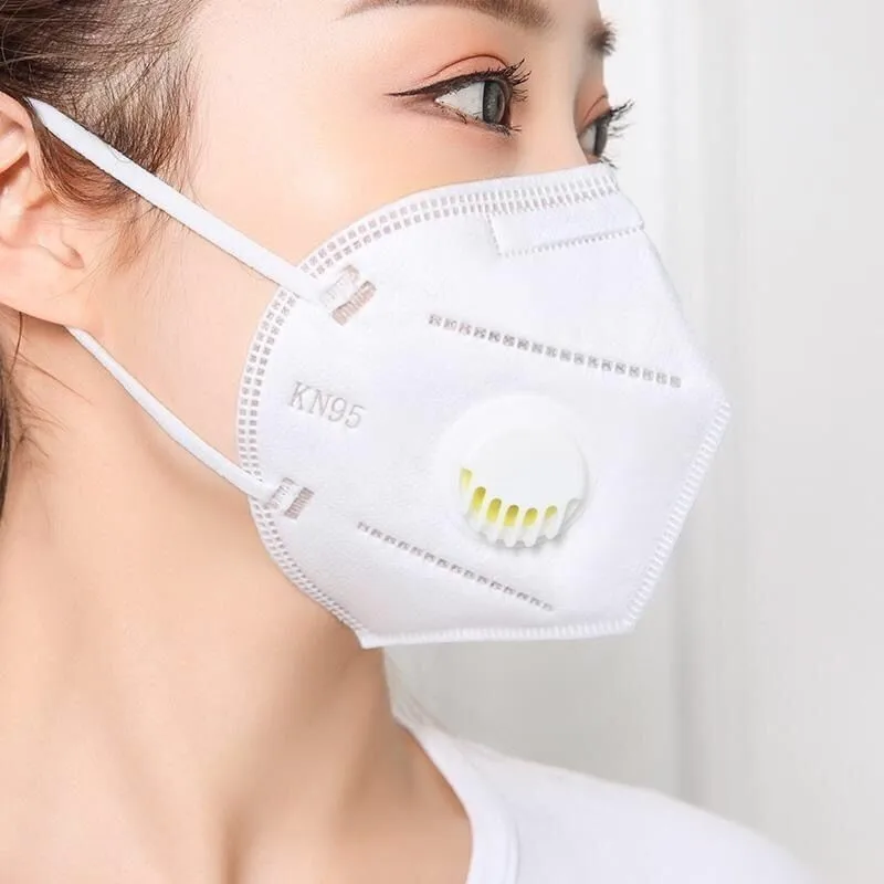 5 capas blanco KN95 máscara de la boca con válvula de respiración FFP2 Anti-polvo de la protección Facial máscara de respirador 95% de filtración de la máscara de la seguridad