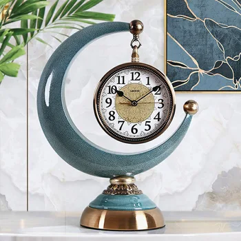 

Hot Meniscus European Luxury Table Clock Living Room Fashion Desk Clock Home Quartz Clock Living Room Cabinet Desk Decorations