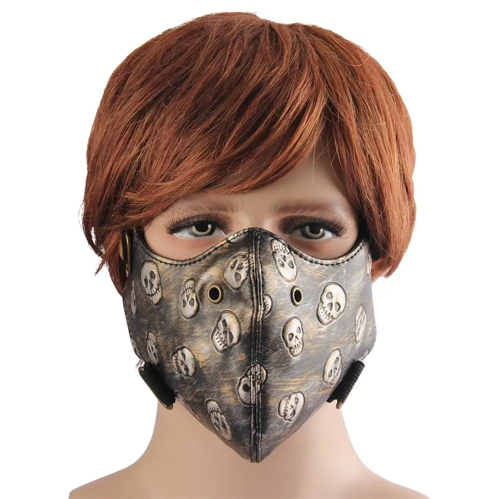 Модная дизайнерская маска для лица с принтом в стиле панк Кожаная Пылезащитная