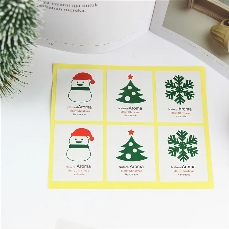 60Pcs 10Sheets Merry Christmas Snowflake Tree Snowman Packaging Sealing Label Kraft Sticker Baking DIY Gift Stickers | Дом и сад