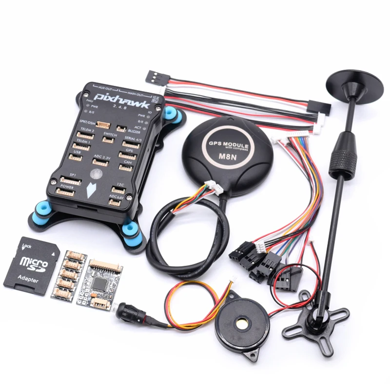 

Pixhawk PX4 PIX 2.4.8 32 Bit Flight Controller w/ 4G SD Safety Switch Buzzer M8NGPS+PPM+I2C+gps stand+shock Absorber+card reader