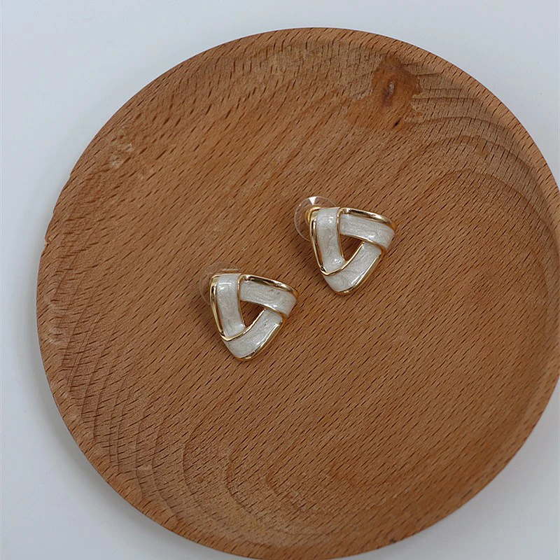 Peri'sBox 8 Designs Black White Enamel Earrings Square Round Triangle Geometric Earrings for Women French Vintage Stud Earrings - Image 5