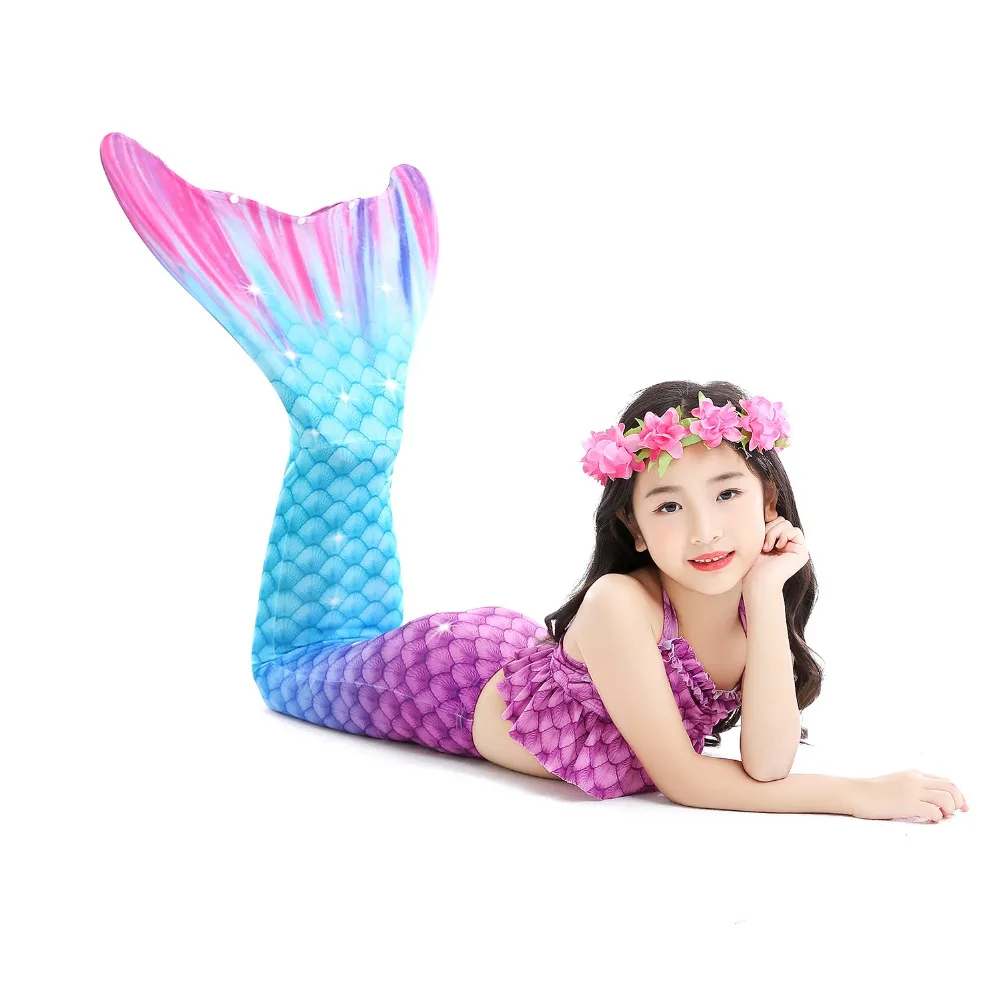 HOT Kids Girls Mermaid Tails with Fin Swimsuit Bikini BathingSuit Dress for Girls With Flipper Monofin For Swimming Costume corpse bride costume