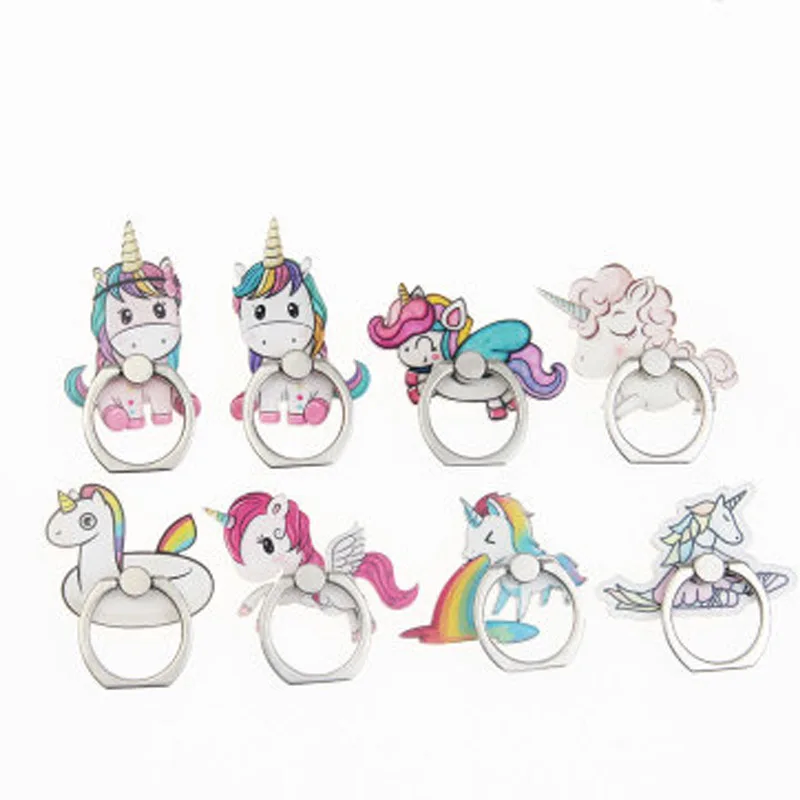 

Cartoon Unicorn Animal Pony Rainbow Bracket Mobile Phone Holder Metal Lazy Stand Mobile Phone Nameless Ring Phone Holder Ring Bu