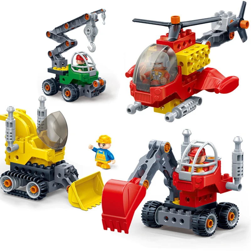 

New Gifts Large Particles Children Screw Screwdriver Assembled Duploed Building Blocks Bricks Dream Factory Car Plane Engineer