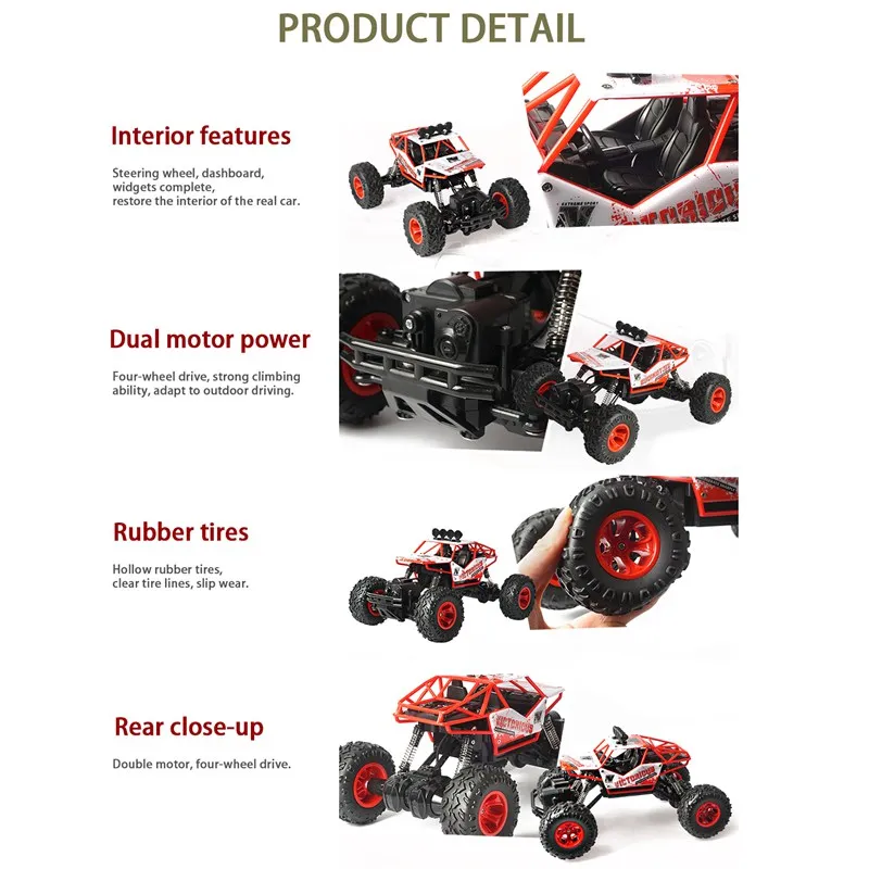 1: 16 Радиоуправляемый автомобиль 2,4G 4CH 4WD Rock Crawler 4x4 вождение автомобиля двойные двигатели привод дистанционного управления модель автомобиля