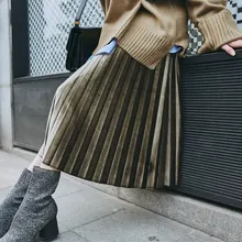 Женская винтажная осенне-зимняя бархатная юбка с высокой талией, элегантные сексуальные обтягивающие черные плиссированные юбки, женские макси юбки, женские s