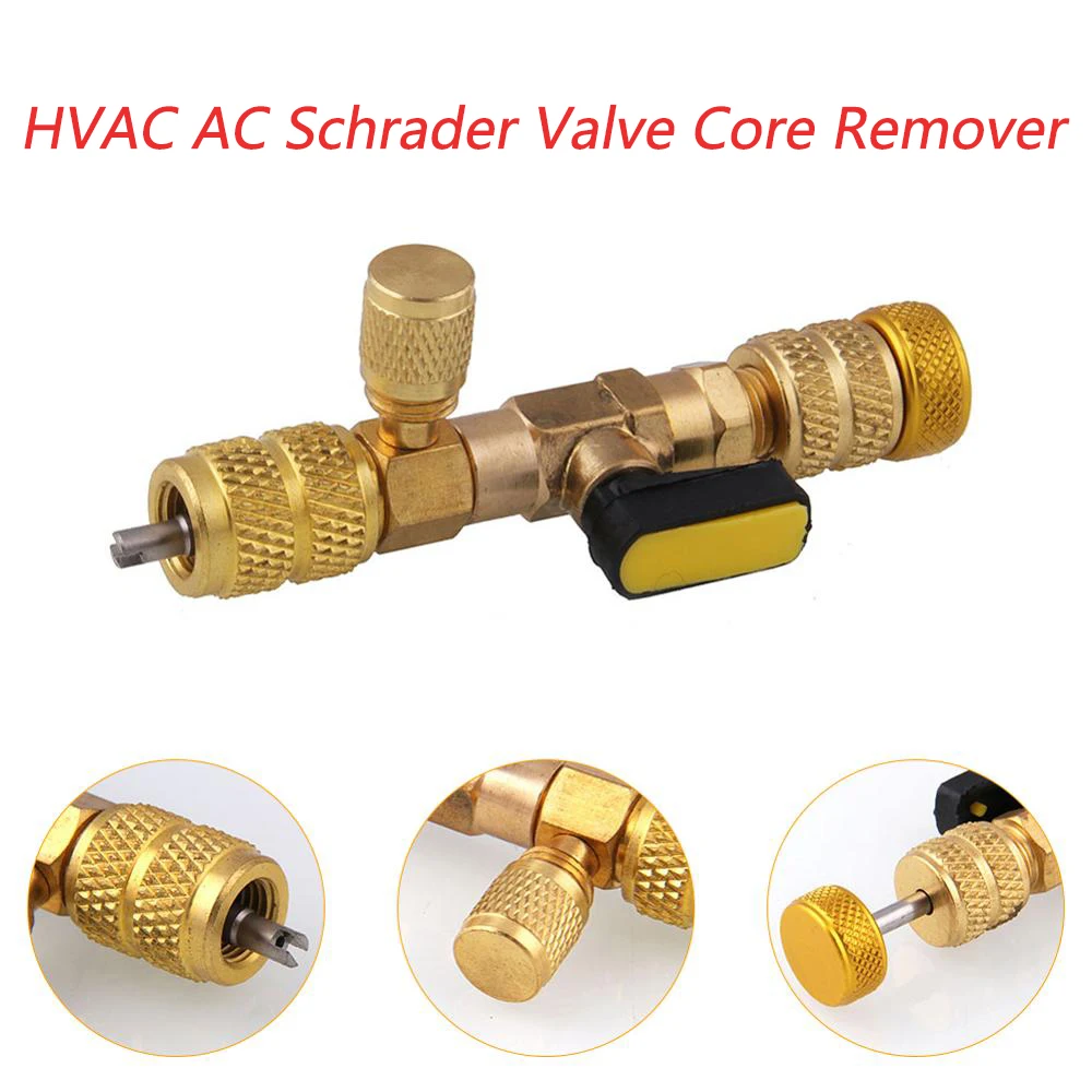 

1 x HVAC AC Schrader Valve Core Remover Dual Size 1/4" and 5/16" Port Installer Tool Car repair tool kit