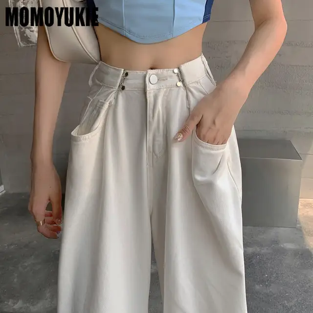 Fashion Loose Jeans For Women High Waist Stretch Wide Leg Femme Trousers Casual Comfort Denim Mom Pants 2021 Washed Jean Pants 1