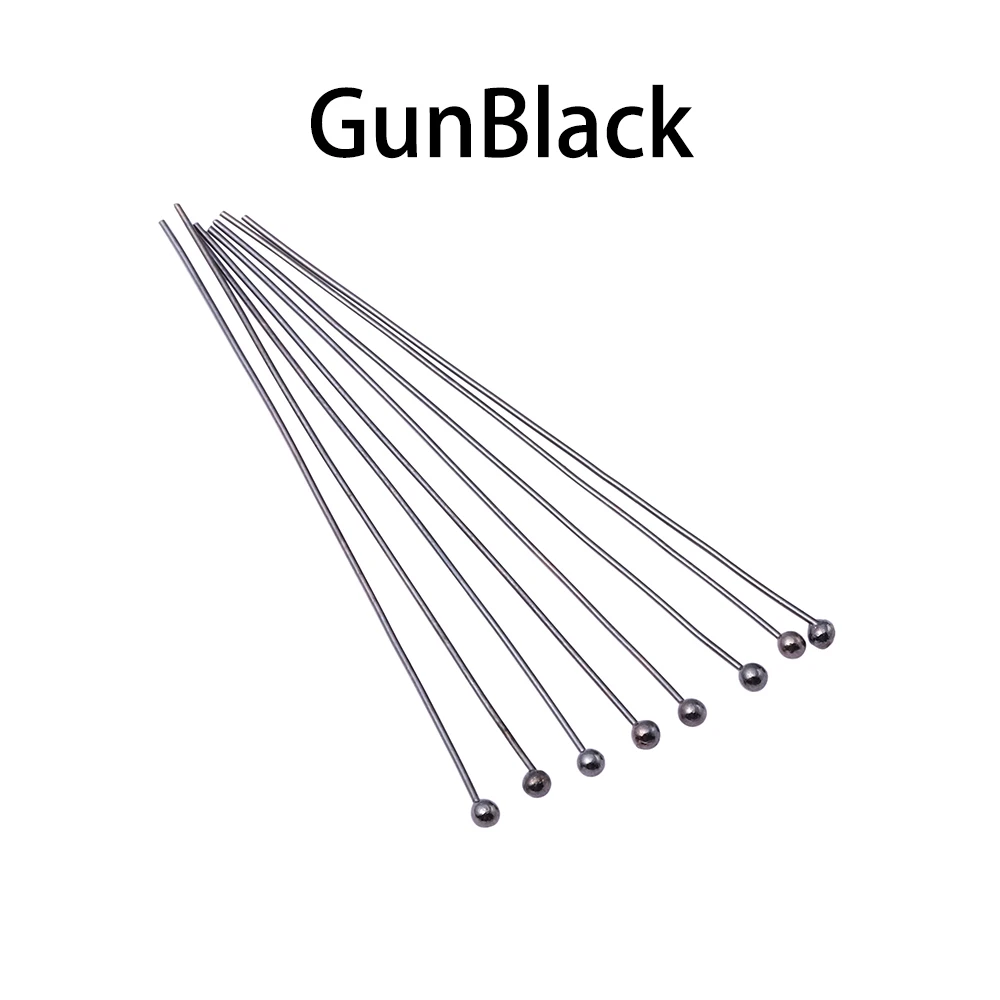 Gun Black 200 шт./лот, 16, 20, 25, 30, 40, 50 мм, золотые, серебристые, металлические штифты с шариковой головкой для самостоятельного изготовления ювелирных изделий, шпильки, диаметр 0,5 мм, поставки - Цвет: Gun Black
