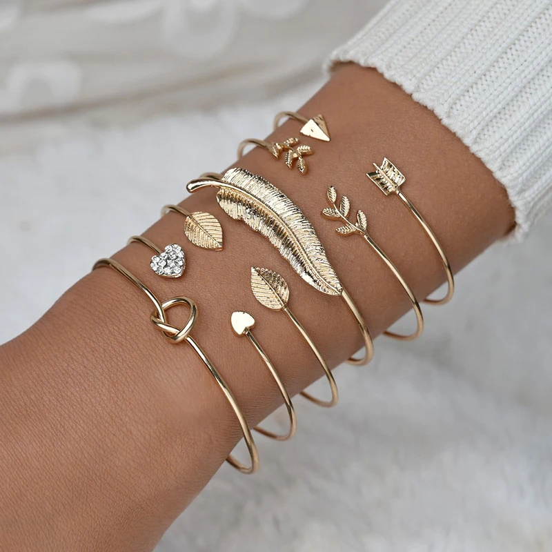 Yobest Boho сердце лист Браслеты с элементами в виде стрел оболочки бисера пальмовый драгоценный камень браслет цепочка набор изысканные женские ювелирные изделия подарок