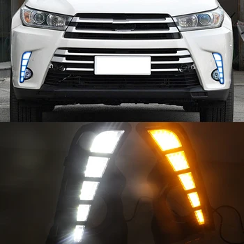 

Car Flashing 1 Pair LED Daytime Running Light Car Accessories 12V DRL Fog Lamp Decoration For Toyota Highlander 2018 2019