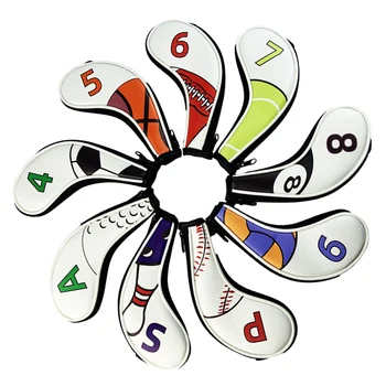 

9 Pieces Zipper Golf Head Covers Club Iron Putter Headcovers Set for Men Women Golfer Gift