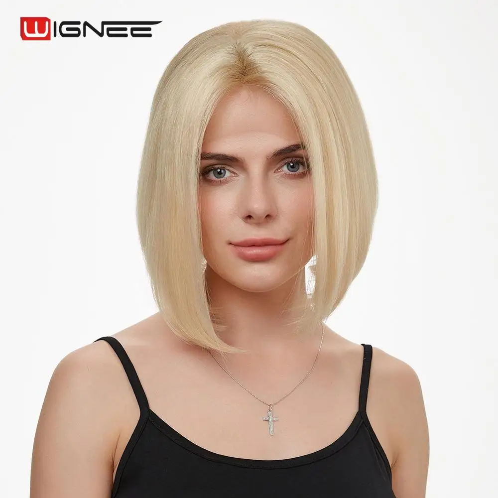 Wignee блонд 613 Боб кружевные человеческие парики средняя часть прямые Remy