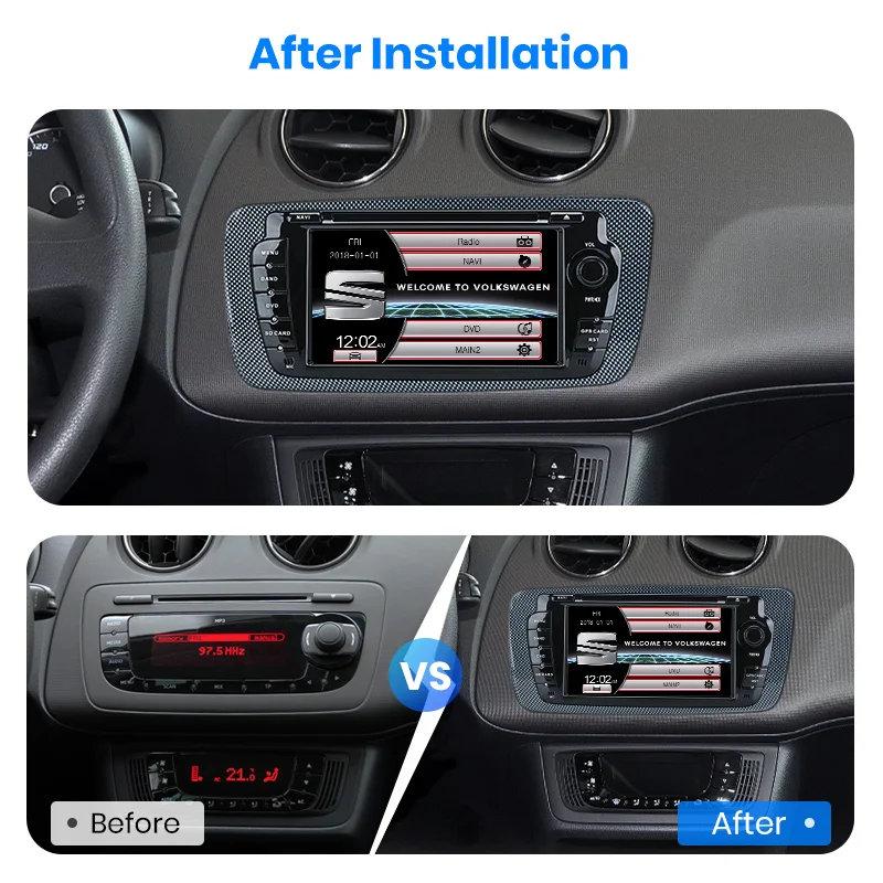 Best Junsun 2 din Car Radio car dvd player For Seat Ibiza 2009 2010 2011 2012 2013 Android 9.0 GPS navigation 4+64GB Optional 3
