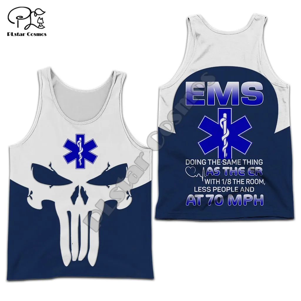 

Новейшая аварийная медицинская служба PLstar Cosmos, уличная одежда с 3D принтом EMS, популярная Летняя Повседневная безрукавка унисекс без рукавов, мужская майка E27
