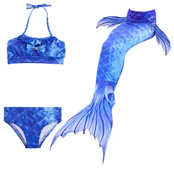 

Girls Dress Up Little Mermaid Swimsuit 4 Piece Set 2020 Mermaid Tail Fin Little Girl Outift Set Beach Summer Party Costume
