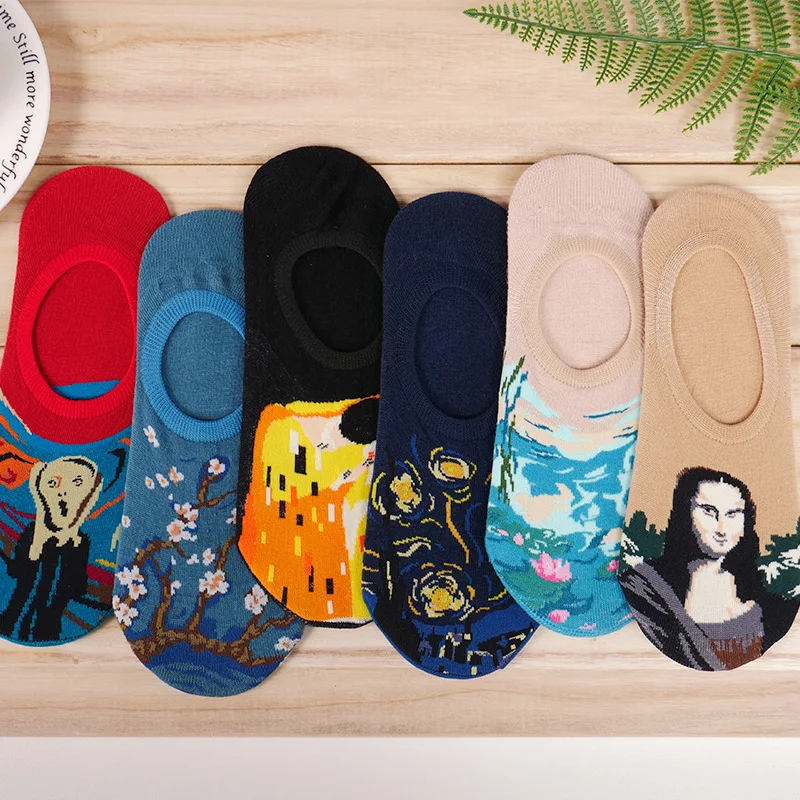 Мужские носки в Корейском стиле уличная одежда хип-хоп Харадзюку картина маслом