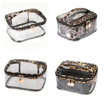 

Large Capacity Storage Bag Leopard Print Cosmetic Bag 3 Pieces Set Multi-Function Transparent Makeup Pouch