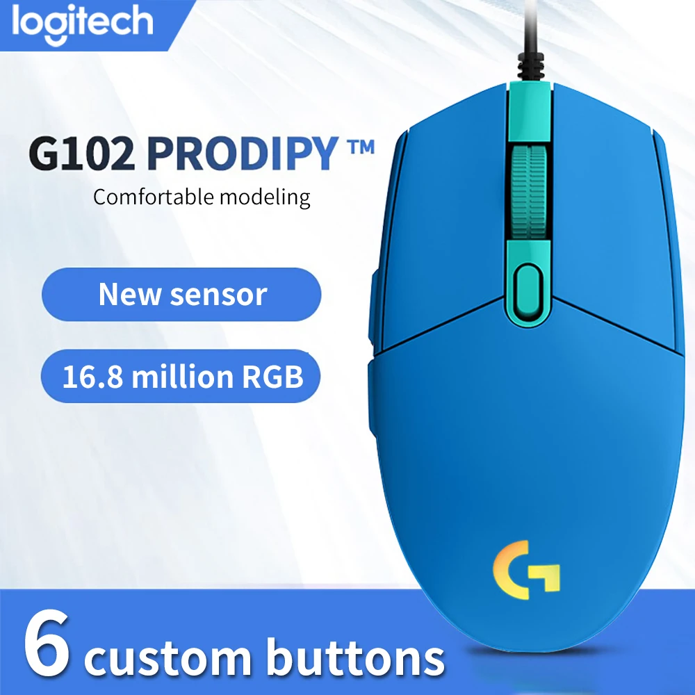 Проводная мышь logitech G102 G203 оптическая 8000 точек/дюйм Поддержка windows 10/8/7 | Компьютеры