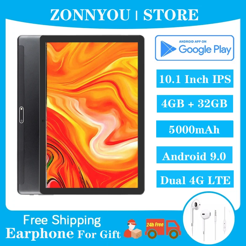 SHELI 2020 tableta de 10 pulgadas Android 9,0 tabletas Pc 32GB IPS tableta portátil Bluetooth WiFi Tab Quad Core tarjeta SIM Dual Tablet 10,1