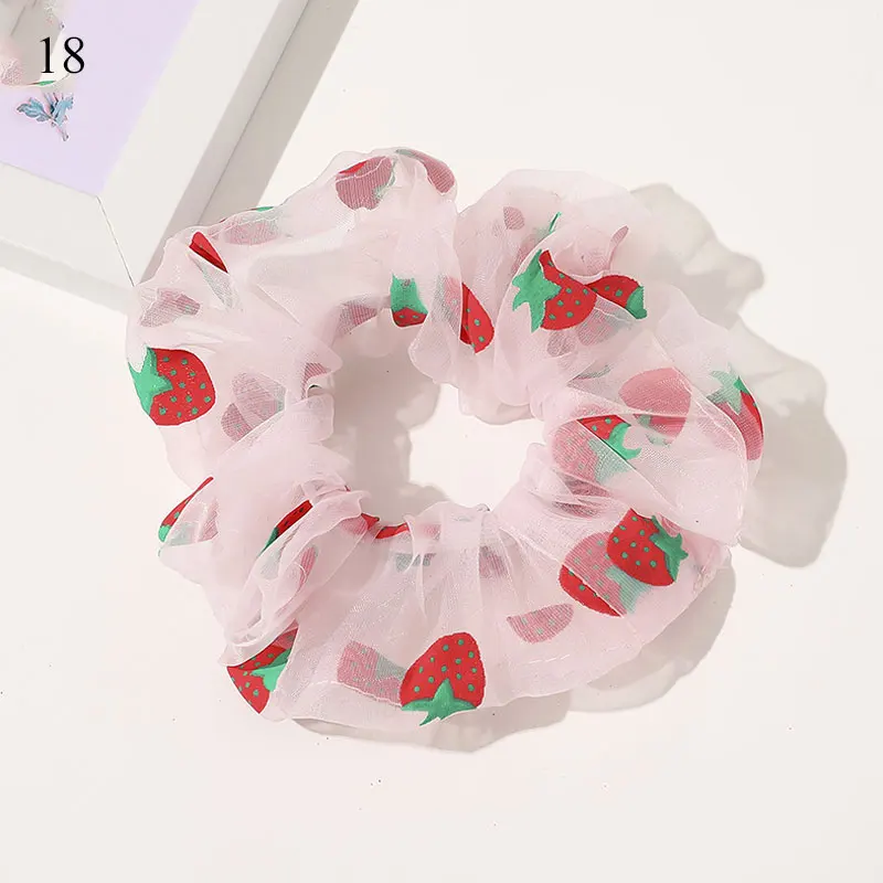 ladies headbands for short hair Embroidery Summer Mesh Scrunchies Organza Hair Accessories Ponytail Transparent Tulle Romantic Pink Hair Rope Ring Hair Tie Hot elastic headbands for women Hair Accessories