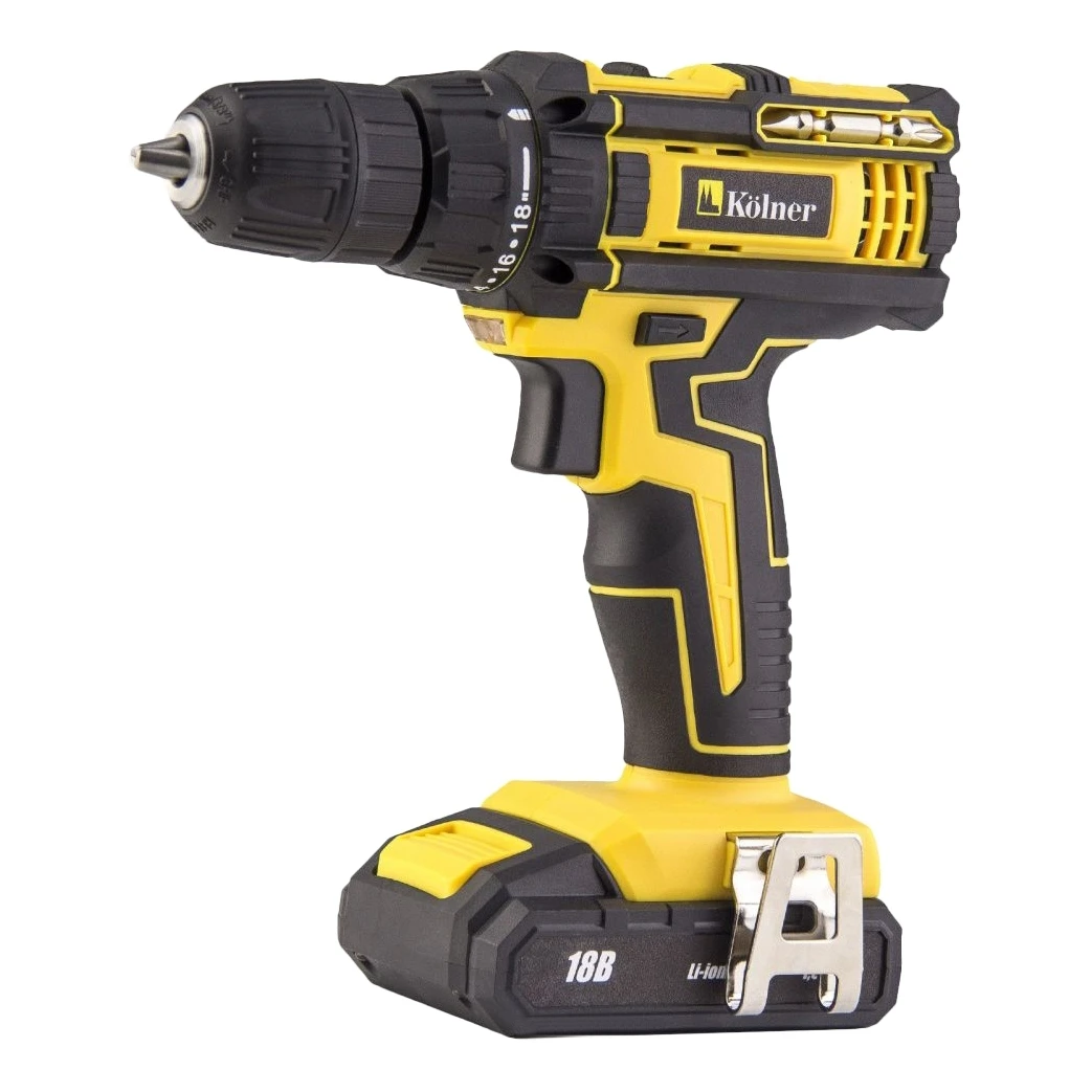 Дрель-шуруповерт аккумуляторная Kolner KCD 18/2-2L (18 В, подсветка рабочей зоны, реверс, крутящий момент 29 нм)