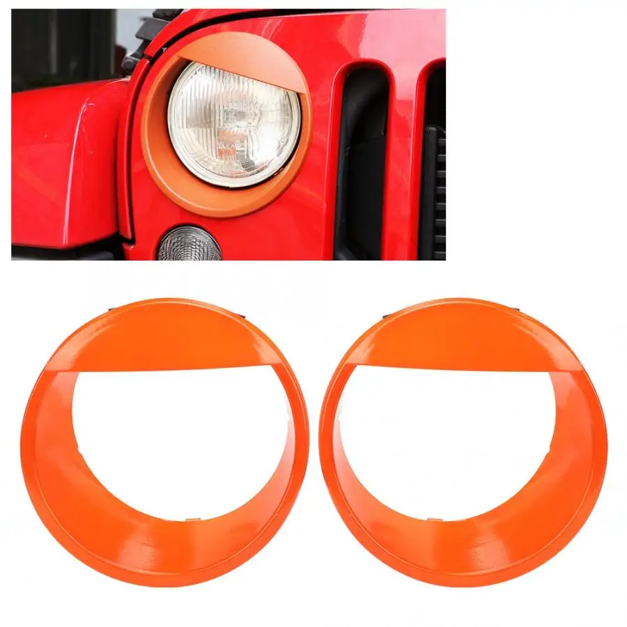Car-styling 2pcs Orange ABS Headlight Headlamp Cover Ring Trim Fits for Jeep Wrangler 2007- Car Accessories