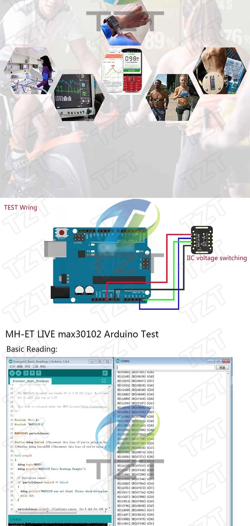 MH-ET MAX30102 MAX30100 Herzfrequenzerkennungsmodul Pulserkennung Blutsauerstoffkonzentrationstest für Arduino Ultra-Low Power – Detail 9