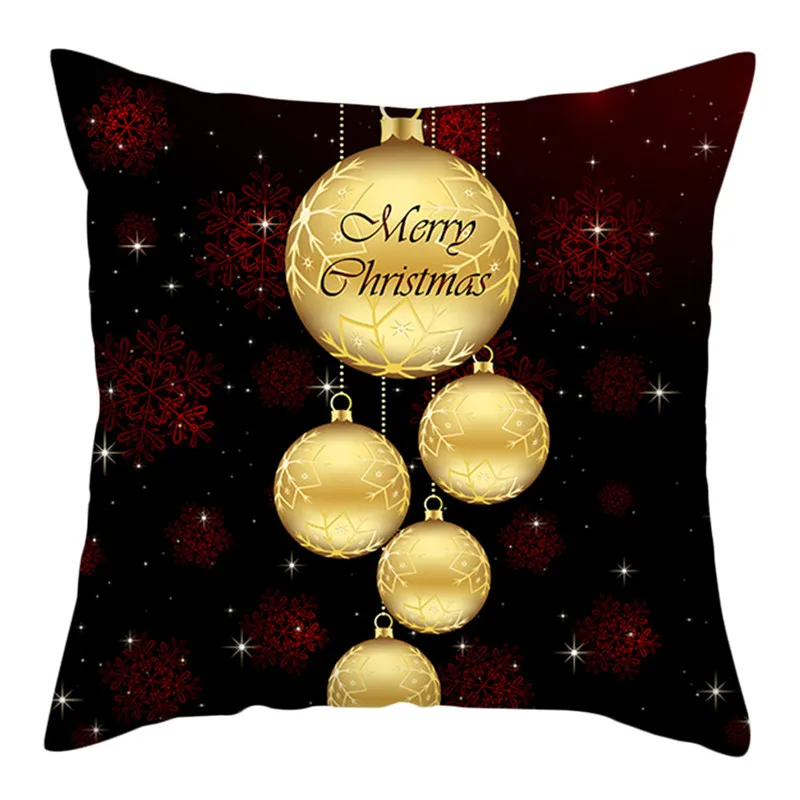 Fuwatacchi Рождественский черный фон наволочки для подушки с золотым принтом наволочки для домашнего дивана декоративные наволочки