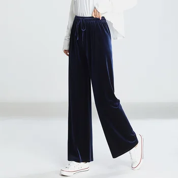 

Harajuku Trouser Female Sweatpants Velvet Woman Pants Autumn Winter Elastic Waist Wide-leg Pants Streetwear Sweatpants