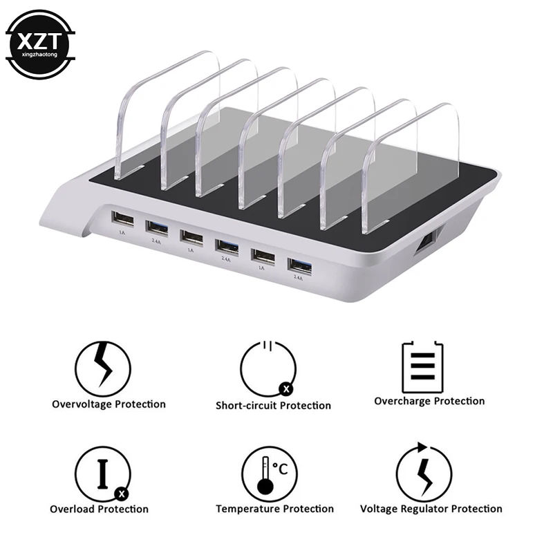 Multi Port Fast Charging USB Phone Charger 6 Ports Station Dock Stand Holder for IPhone Samsung Huawei Tables Smart Watch