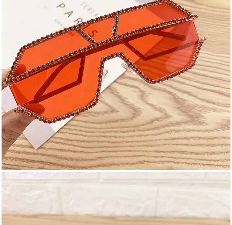 Oversize Square Sunglasses Women Fashion Luxury Rhinestone Sunglasses Big Shades Transparent Pink Yellow Sun Glasses Female NX