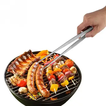 

30cm Long Tweezer Stainless Steel Food Tongs Straight Tweezers For Kitchen Tool BBQ Clip Barbecue Outdoor Silver V3W6